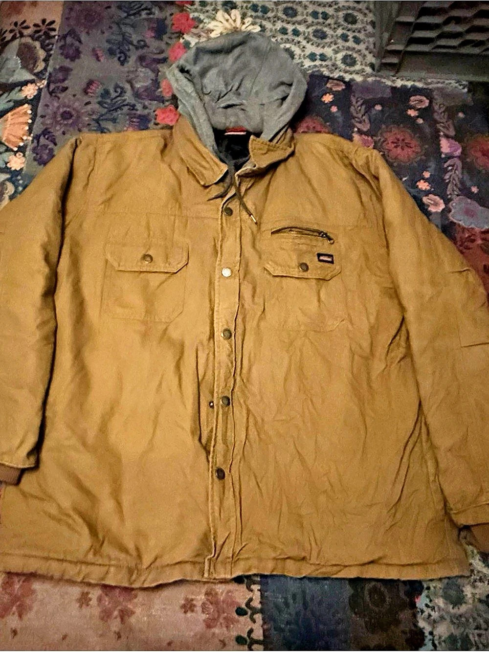 Dickies Men's Hooded Utility Jacket Brown & Gray 2xl